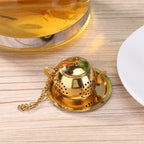 Gold Stainless Steel Infuser with Base & Chain