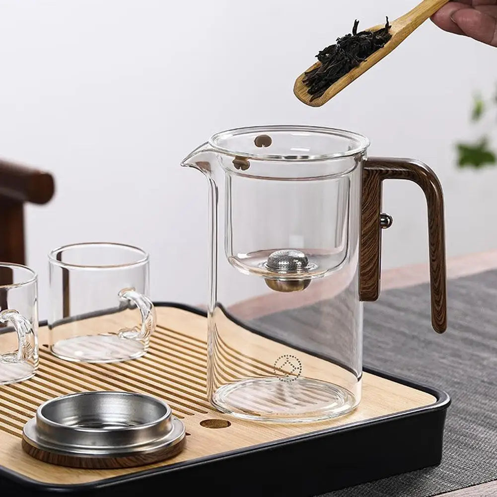 Magnetic Switch Glass Tea Separator Pot