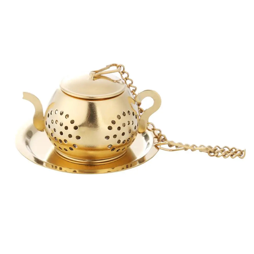 Gold Stainless Steel Infuser with Base & Chain
