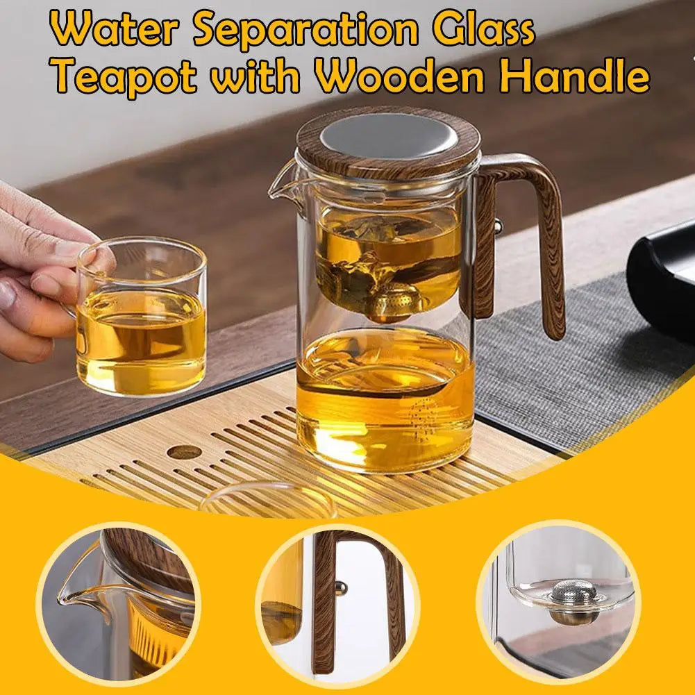 Magnetic Switch Glass Tea Separator Pot