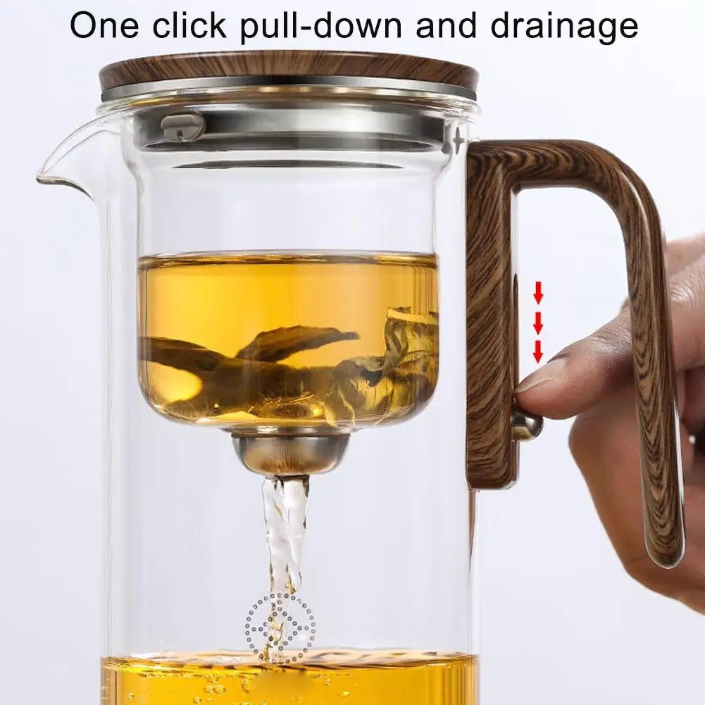 Magnetic Switch Glass Tea Separator Pot