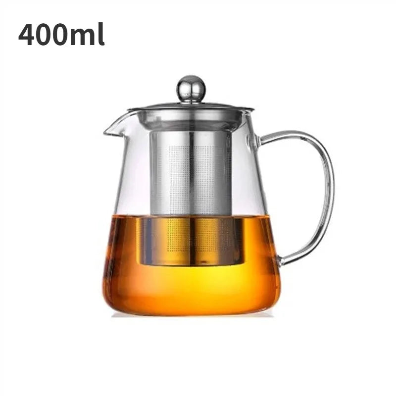 Glass Teapot With Infuser for Tea Jug Kettle With Whistle 450-1300ml Thick Glass Heat-resistant Filter Kettle Fancy Water Boiler