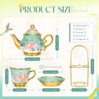 European Porcelain Tea Set with Holder
