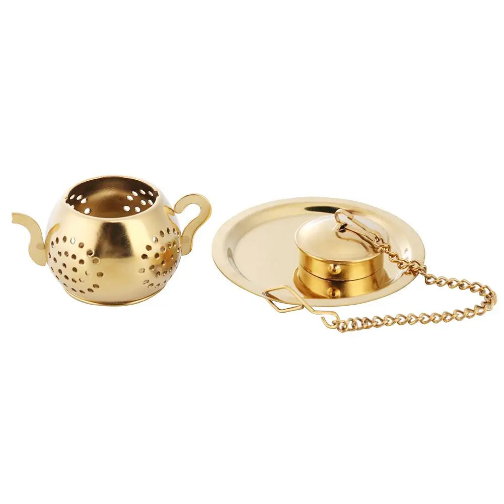 Gold Stainless Steel Infuser with Base & Chain
