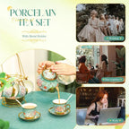 European Porcelain Tea Set with Holder