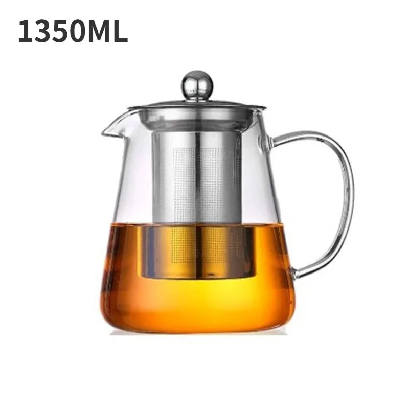 Glass Teapot With Infuser for Tea Jug Kettle With Whistle 450-1300ml Thick Glass Heat-resistant Filter Kettle Fancy Water Boiler