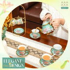 European Porcelain Tea Set with Holder